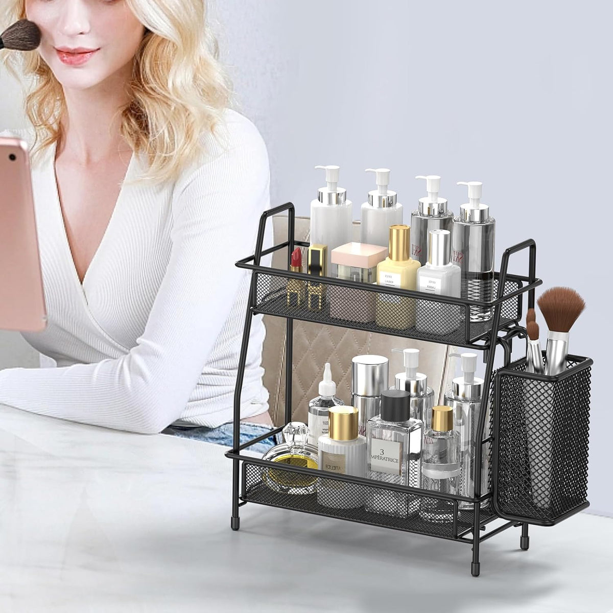 2-Tier Bathroom Countertop Organizer,Skincare, Makeup Countertop
