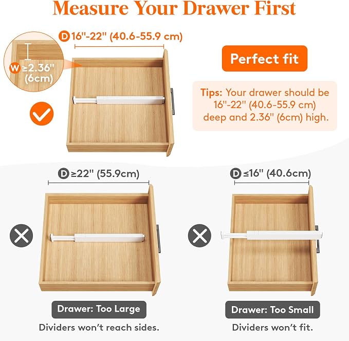 Lifewit 12 Pack Kitchen Drawer Dividers 2.36" High, Plastic Expandable - Image 4