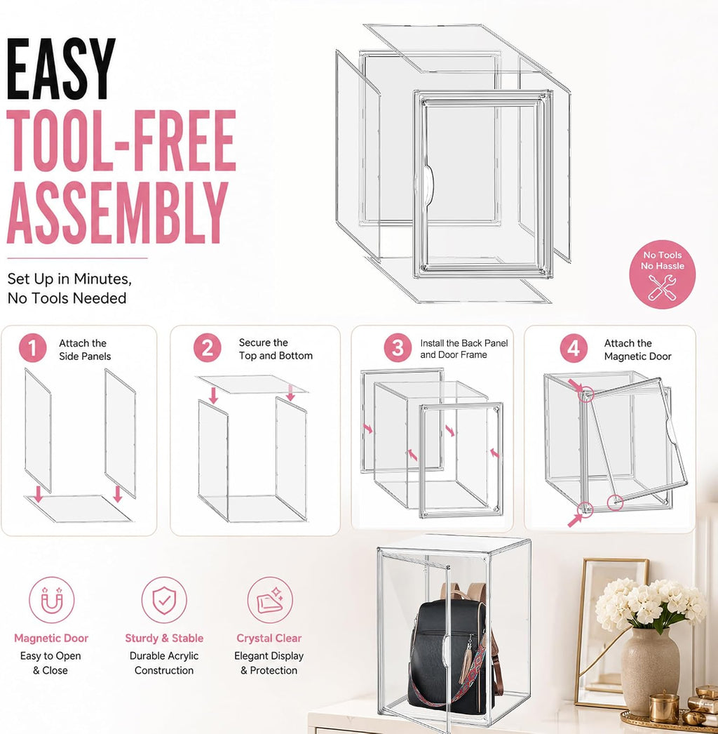 1 Pack Clear Tall Boot Storage Box, Organizer for Ankle Boots and