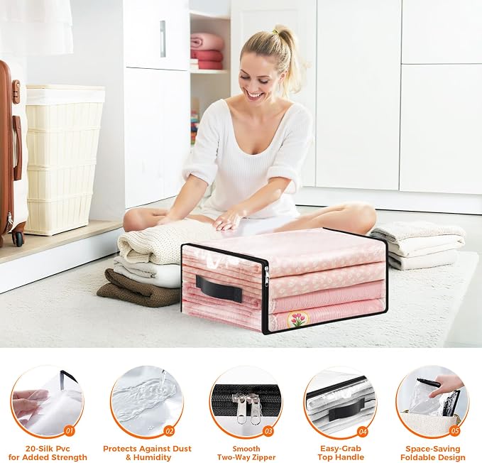 SpaceWhisper 8 Pack Clear Storage Bags, Plastic Blanket Storage Bags - Image 3