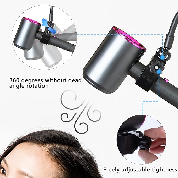 LUEXBOX Adjustable Hair Dryer Holder Stand, 360 Degree Rotation Blow Dryer - Image 5