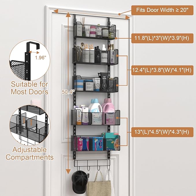 Over The Door Organizer, Metal Door Organizer Hanging - Image 3