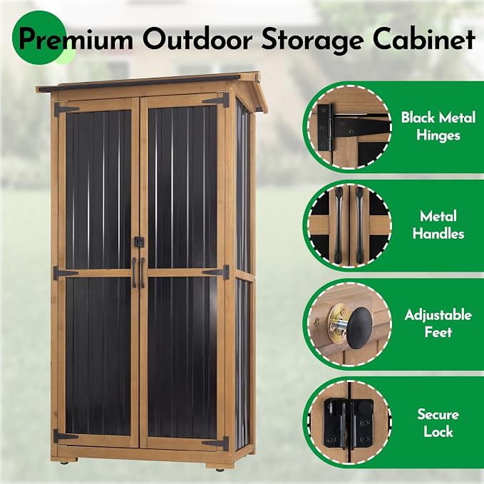 Large Outdoor Storage Cabinet, Wood Outdoor Storage Shed - Image 4