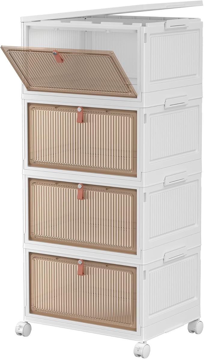 CTSNSLH 4 Tier Plastic Storage Bins and Boxes Organizer - 27Qt Stackable by CTSNSLH