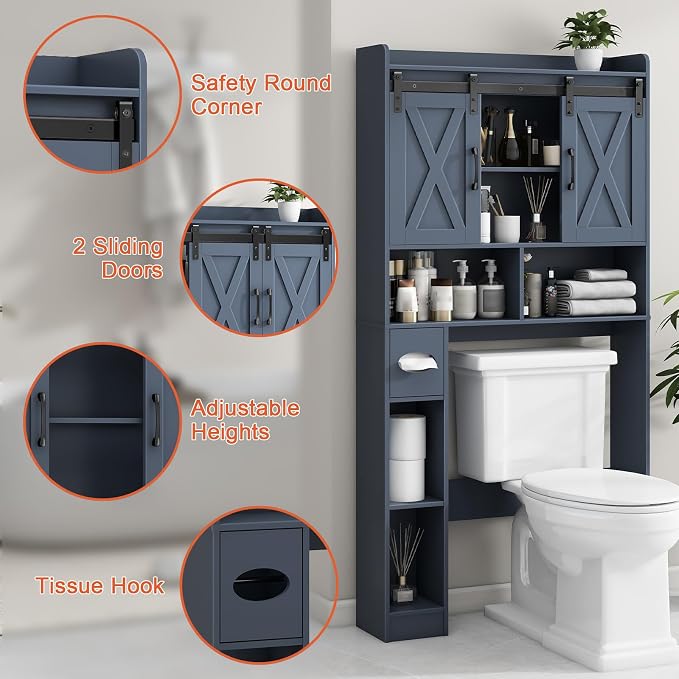 Vabches Over The Toilet Storage Cabinet, Farmhouse Storage Cabinet Over Toilet - Image 3
