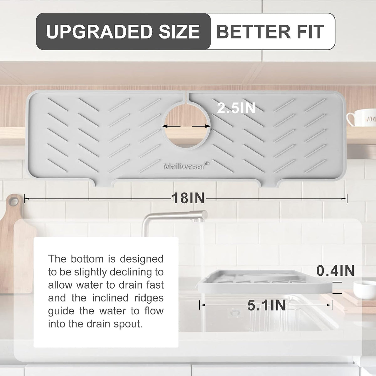 Silicone Faucet Mat for Kitchen Sink – Gen 2 Splash Guard with