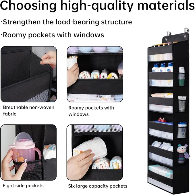 WishJazz Over the Door Organizer, 6 Shelf Hanging Organizer, Anti Tilt 50lbs - Image 7