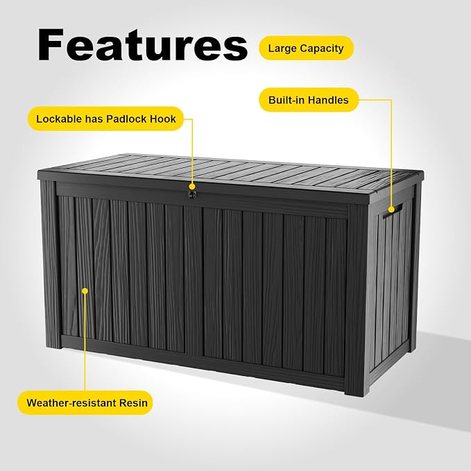 150 GallonOutdoor Storage Box, Resin Deck Boxes Waterproof, IndoorOutdoor Bin - Image 6