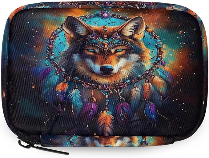 Majestic Wolf Dreamcatcher Pill Organizer Travel Medicine Case by Unknown
