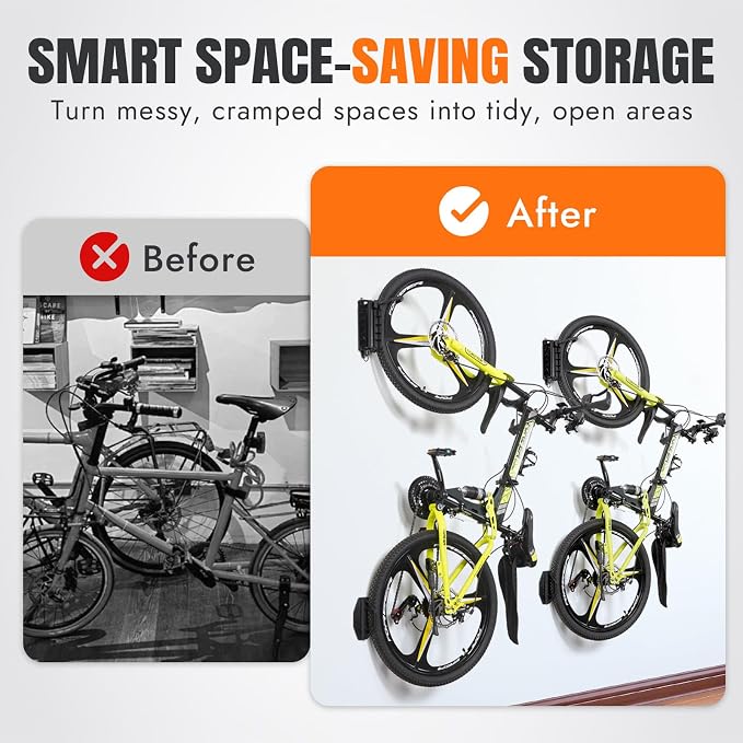 INNO STAGE 2-Pack Swivel Bike Wall Mount Rack, Heavy Duty Bike Rack, Garage - Image 2