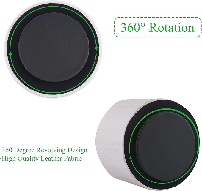 Round Leather Art Supply Organizer, Remote Control Holder, 360 Degree Spinning - Image 4