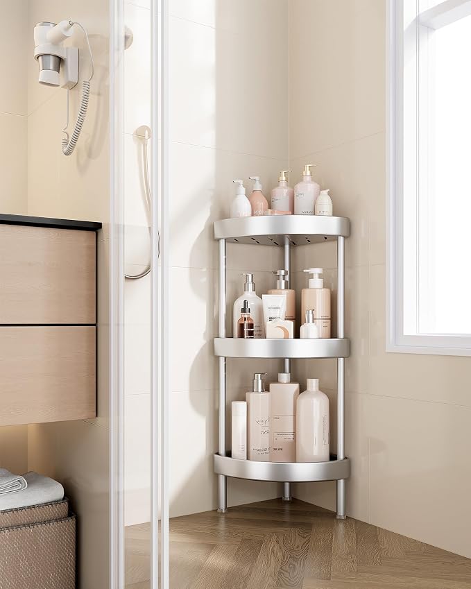 Nieifi Corner Shower Caddy Stand-3 Tier Rustproof Anodized Aluminum Standing - Image 6