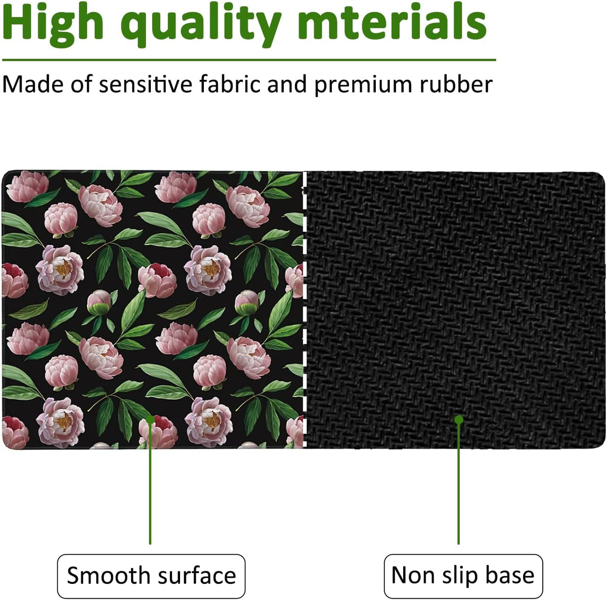 Beautiful Flower Pink Peonies Gaming Mouse Pad XXL Large Desk Mouse
