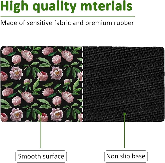 Beautiful Flower Pink Peonies Gaming Mouse Pad XXL Large Desk Mouse Pad - Image 3