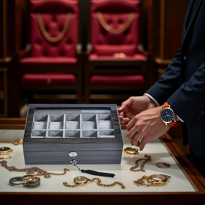 Watch Box for Men 10 Watches Storage box&Organizer Smart Watch Display Case - Image 9