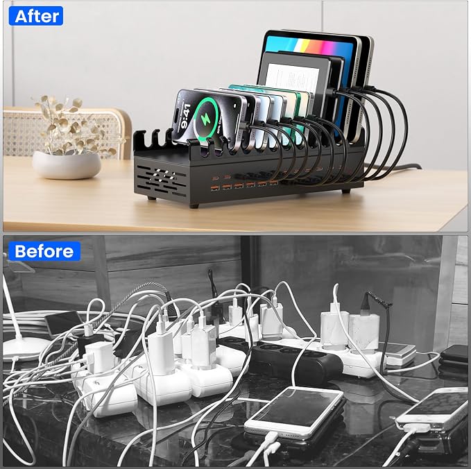 300W USB Charging Station for Multiple Devices, 24 Port USB C Fast Charging - Image 6