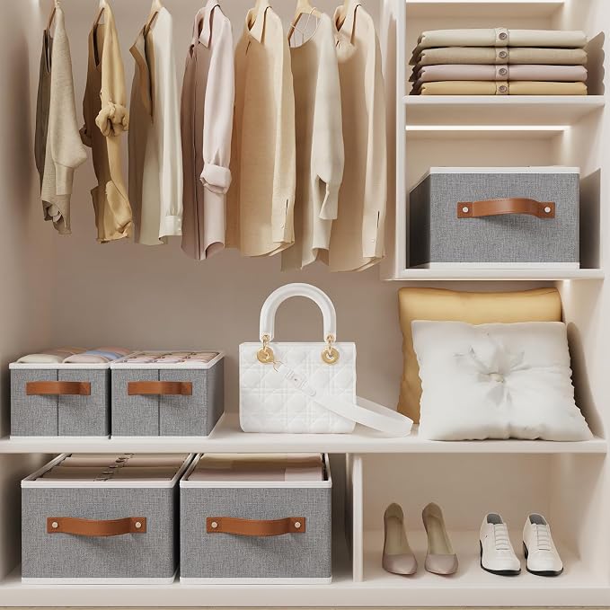 OUTBROS Foldable Bins With Handles, Fabric Storage Boxes, Foldable Bins With - Image 3