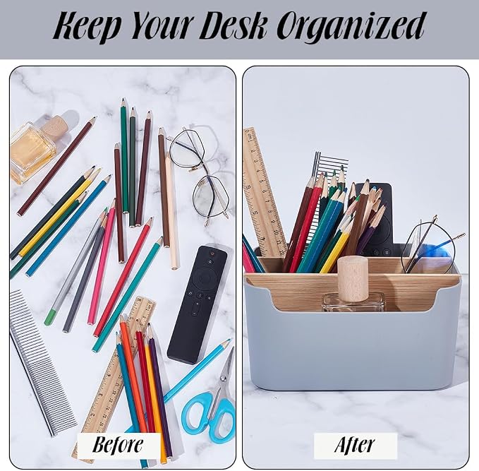 2 Pack Gray Desk Storage Organizer, Desk Organizers and Remote Control Caddy - Image 4