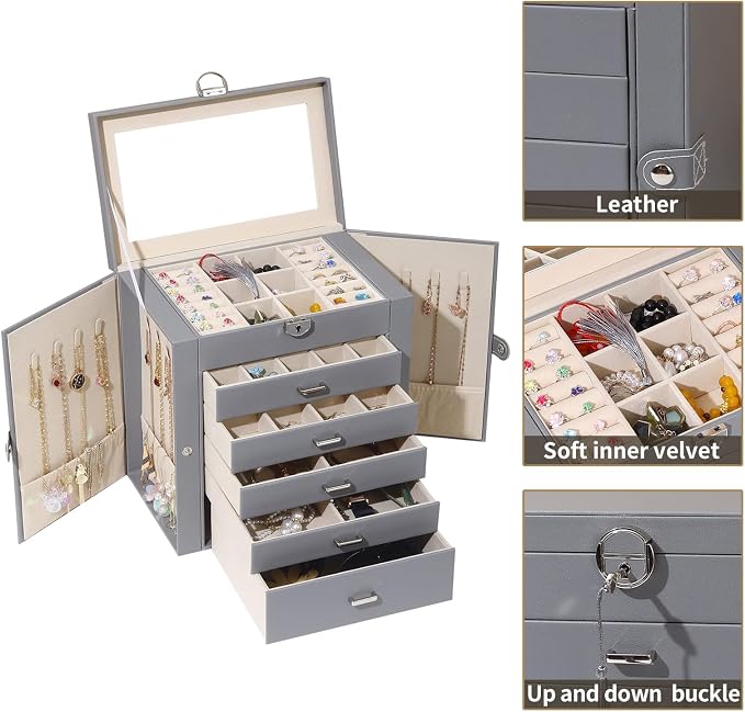 BOOVO Jewelry Box For women, 6 Layer Large Jewelry Organizer - Image 2