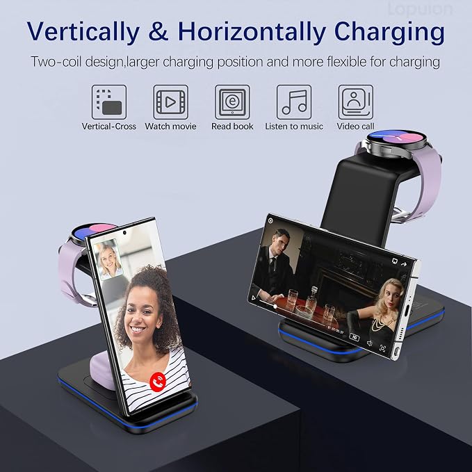 Wireless Charging Station for Samsung/Android, Fast Wireless Watch Charger - Image 3