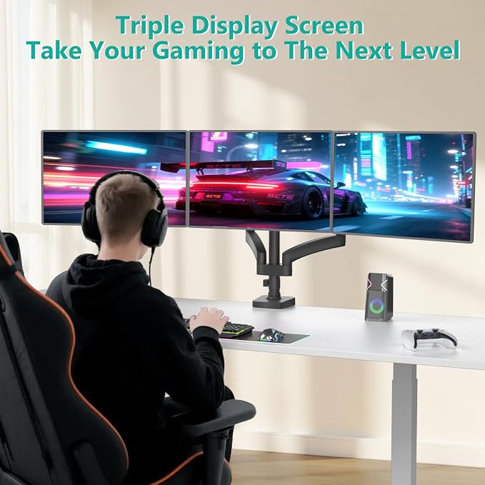 WALI Triple Monitor Mount, 3 Monitor Desk Mount - Image 7