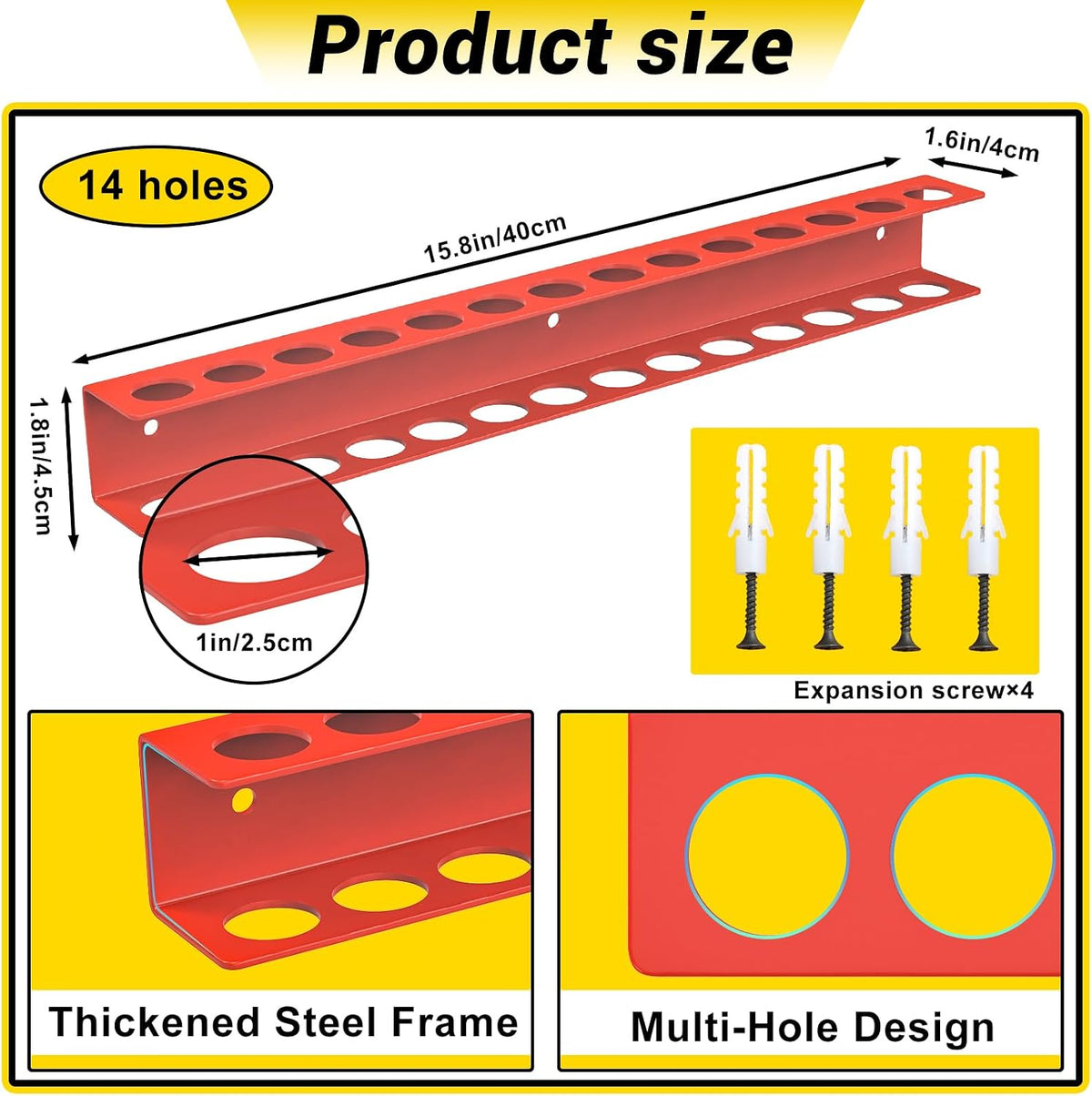 Screwdriver Plier Organizer Wall Mount,16" Screwdriver Holder,Red