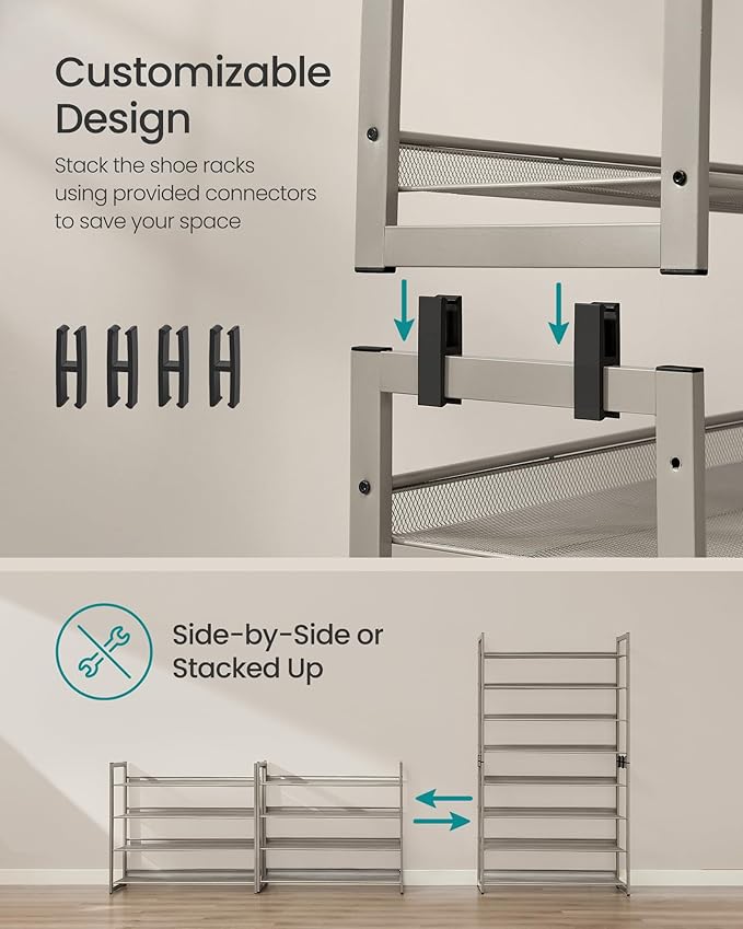 SONGMICS Shoe Rack, 8-Tier Shoe Organizer, Metal Rack - Image 4