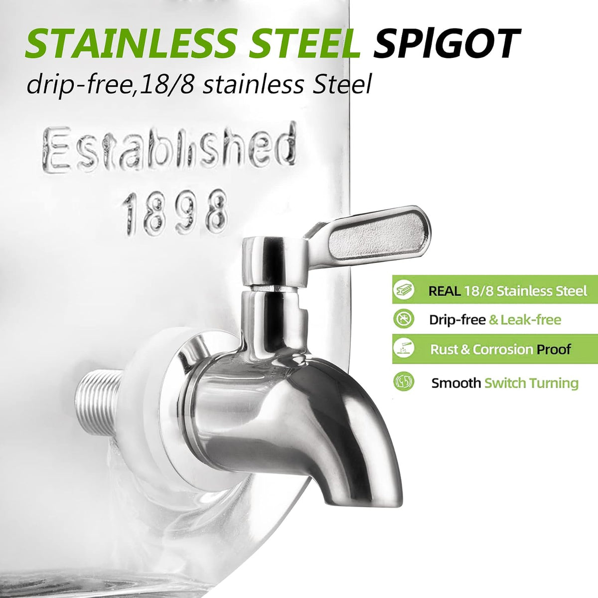 1 Gallon Drink Dispenser with Spigot 18/8 Stainless Steel – Airtight &