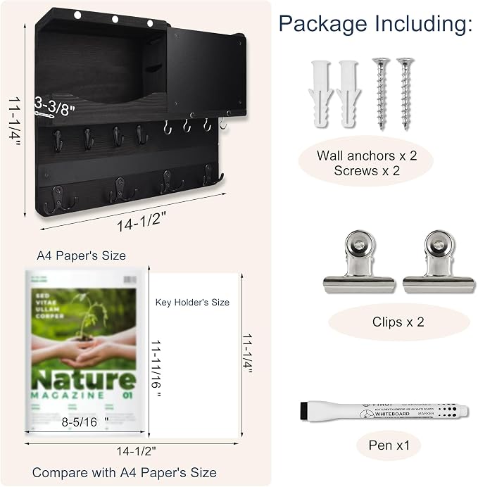 Key Holder for Wall Mount, Farmhouse Mail and Key Holder for Wall Hanger - Image 2