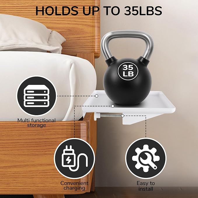 Bedside Shelf for Bunk Beds & Top Bunk, Clip On Nightstand - Image 6