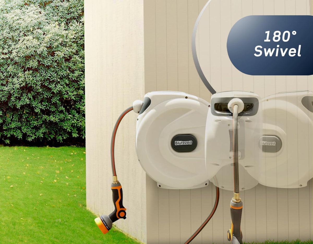 Blütezeit Retractable Garden Hose Reel, 1/2'' x 100ft Hose Reel