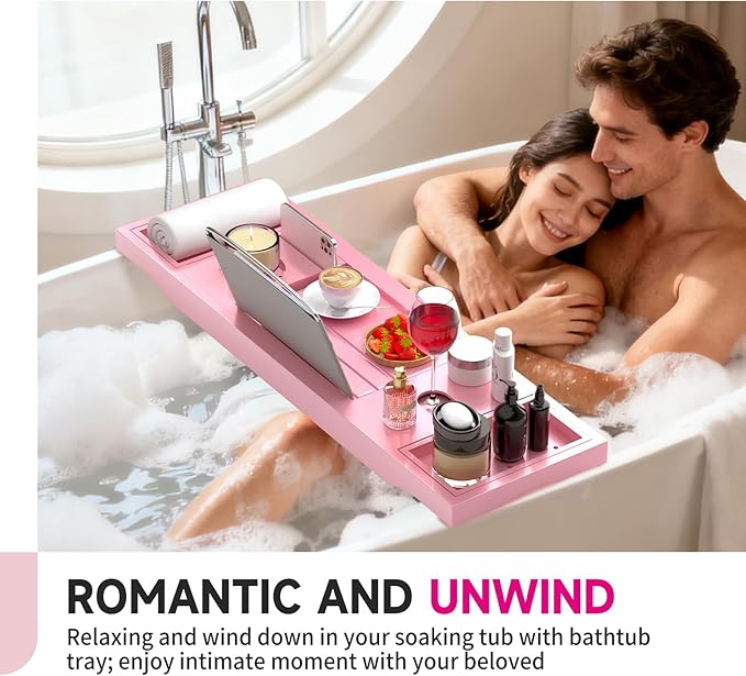 Foldable Bathtub Caddy Tray, Bamboo Bath Tub Tray Table - Image 4