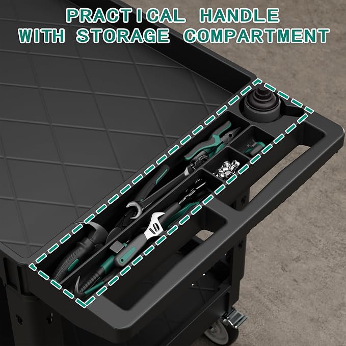 Heavy Duty Utility Rolling Tool Cart, 550 lbs Capacity Plastic Rolling Carts - Image 4