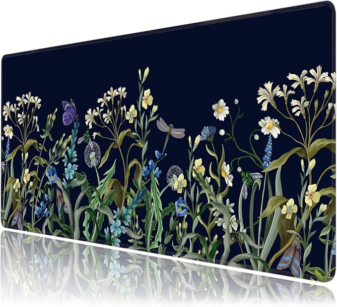 Weeds Flowers Large Mouse Pad, Gaming Keyboard Desk Pad, Extended Mouse Mat by BAHDSISFA