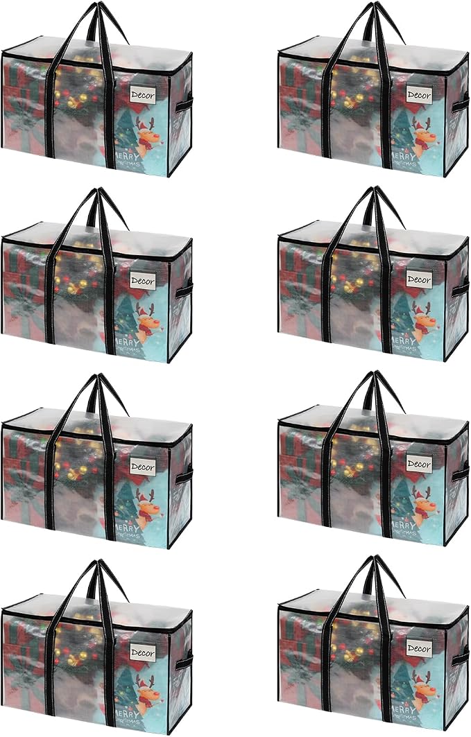 VENO 8 Pack Moving Bags & Large Christmas Storage Bins by Veno