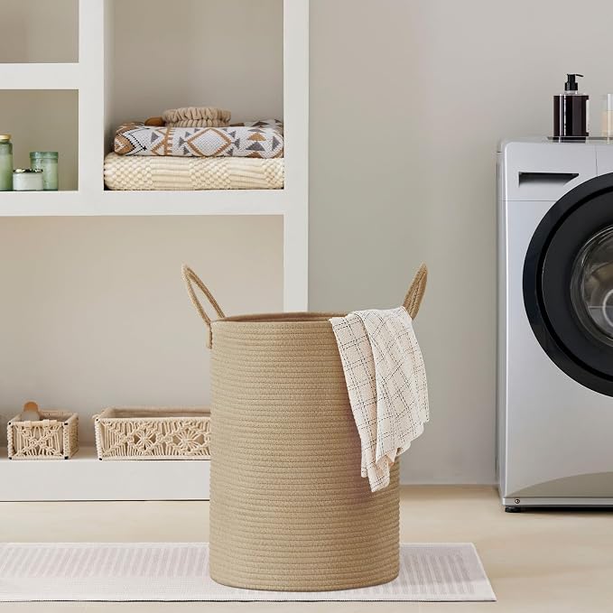 VIPOSCO Large Laundry Hamper, Tall Woven Rope Storage Basket - Image 7