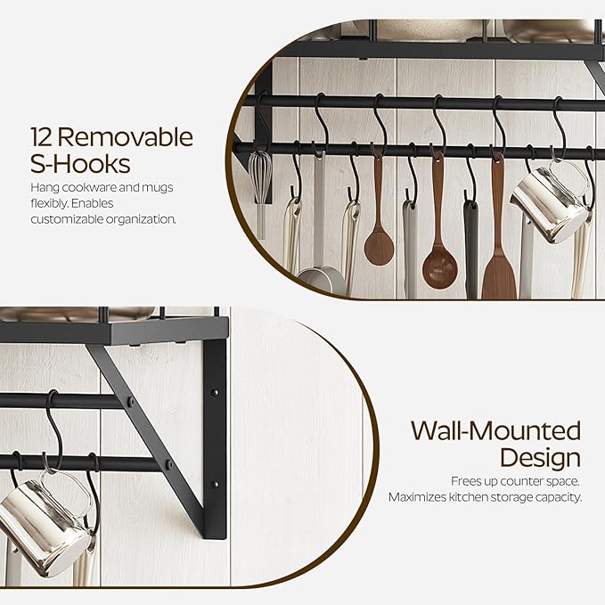 Wall Mounted Pot Rack, 23.8 Inch Pot and Pan Organizer - Image 4
