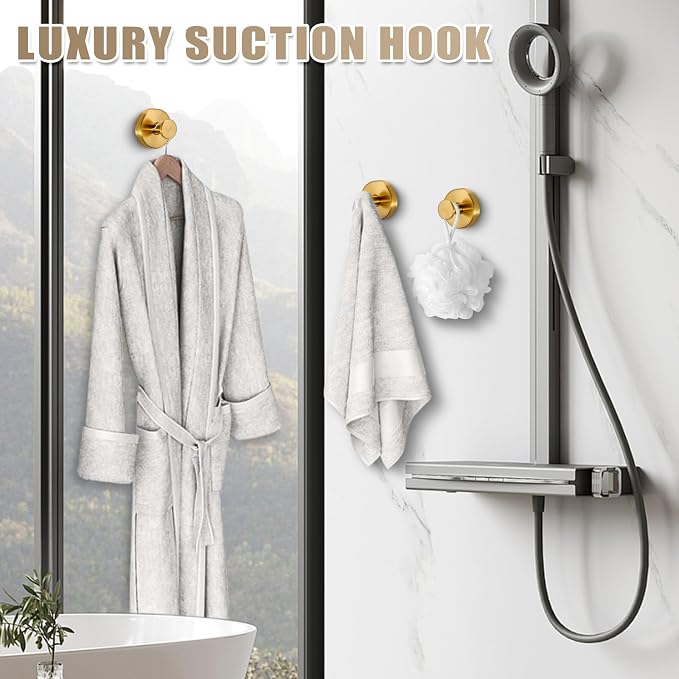 Suction Cup Hooks for Shower No-Drill Bathroom Hooks for Towels, Loofah - Image 5