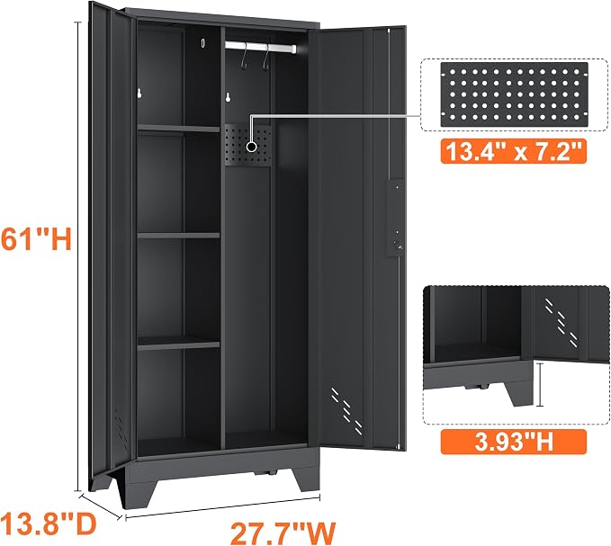 Storage Cabinet 61" H, Metal Tools Storage Cabinet - Image 3