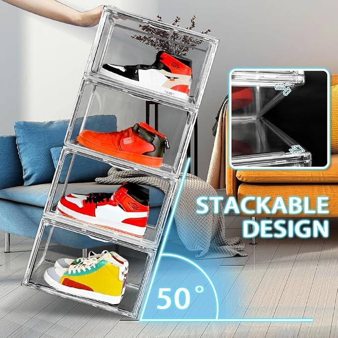 Size 14 Acrylic Sneaker Shoe Display Case Transparent Shoe Box Storage Bins - Image 6