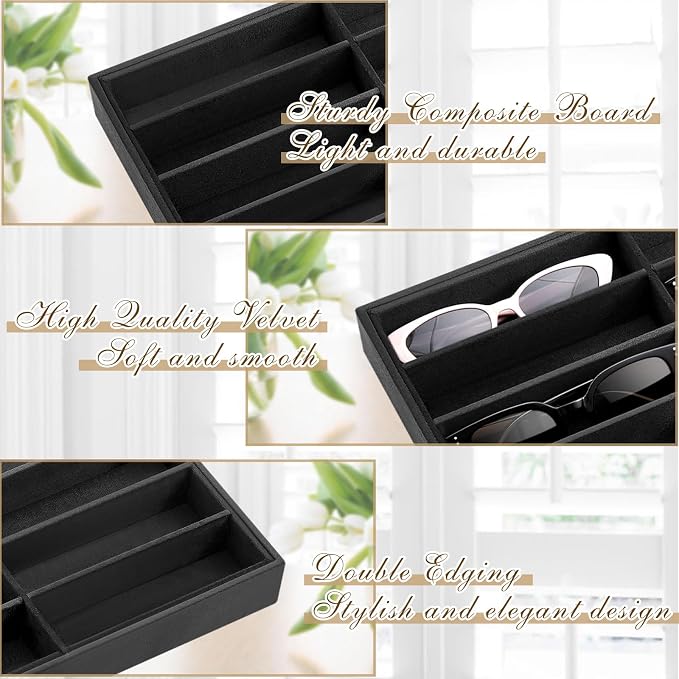 Amylove 2 Pcs Sunglass Organizer Trays Glasses Stackable Jewelry Trays Sunglass - Image 3