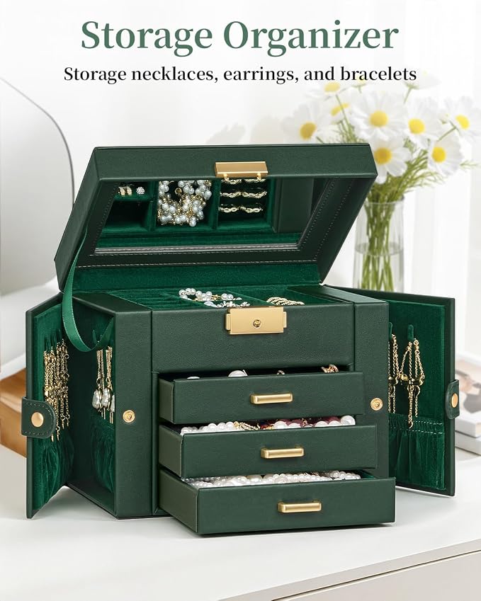 TORIBIO Jewelry Box for Women, Leather Jewelry Organizer - Image 3