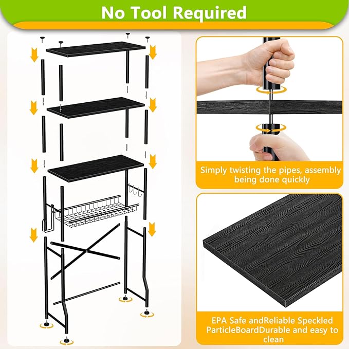 Over-The-Toilet Storage Rack, 4-Tier Bathroom Organizer Shelf Over Toilet - Image 3
