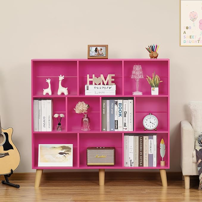 LEYAOYAO 10 Cube Bookshelf, 3 Tier Modern Wide Bookcase - Image 4