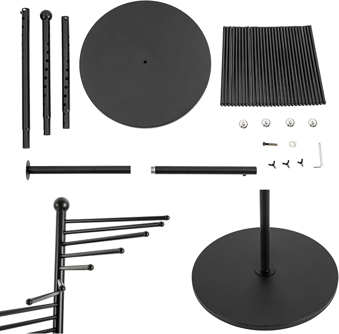 67" Black Retail Display Tie & Scarf Rack, Belt Hanger & Pants Rack Towel - Image 7