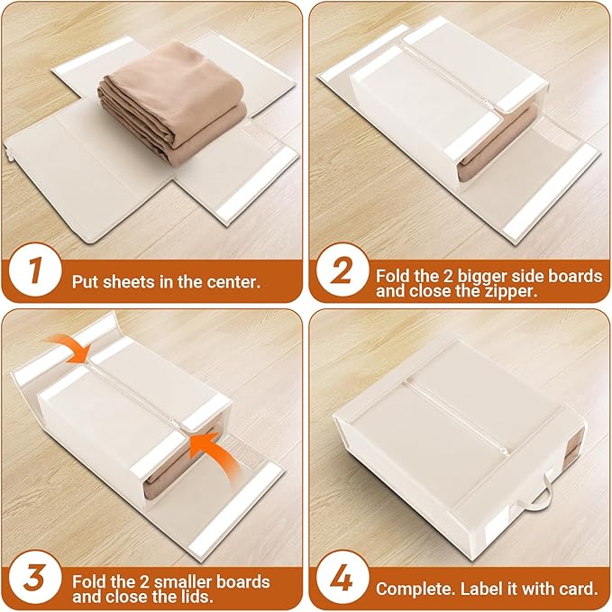 4 Pack Bed Sheet Closet Organizers and Storage, Sturdy Foldable Storage - Image 4