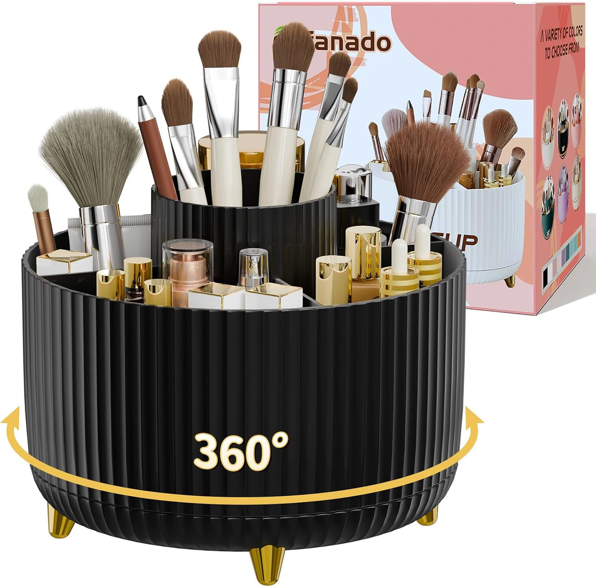 fanado 360° Rotate Makeup Brush Holder Organizer, Makeup Organizers