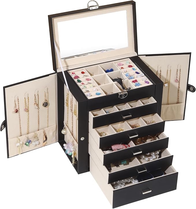 BOOVO Jewelry Box For women, 6 Layer Large Jewelry Organizer by BOOVO