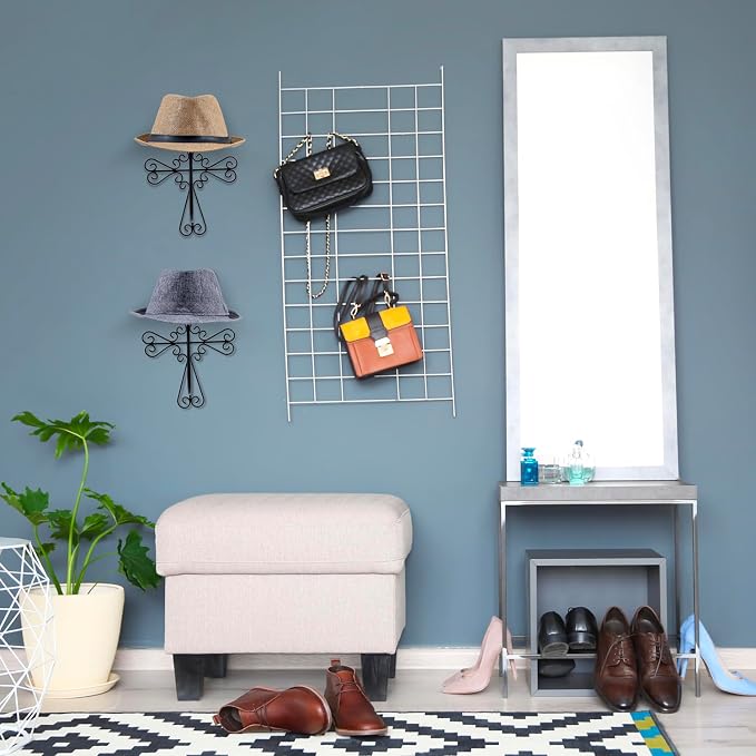 MyGift 2 Pcs Vintage Hat Holder Rack Wall Mount, Helmet and Large Brim Hat - Image 4