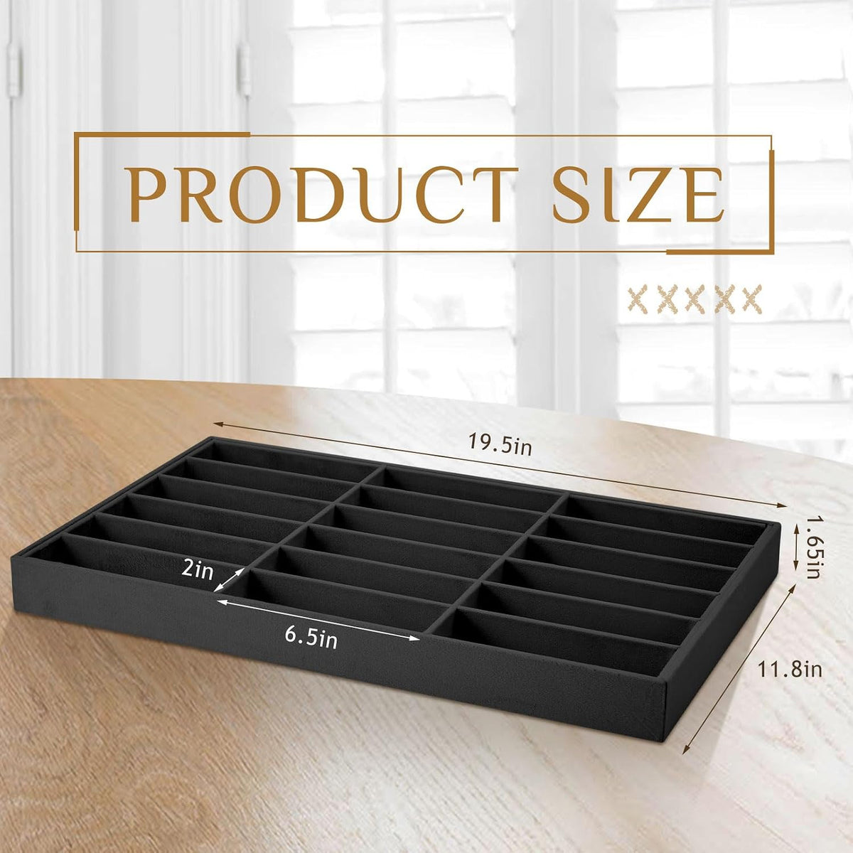 2 Pack Sunglasses Organizer Tray Velvet Holder,18 Grids,Black